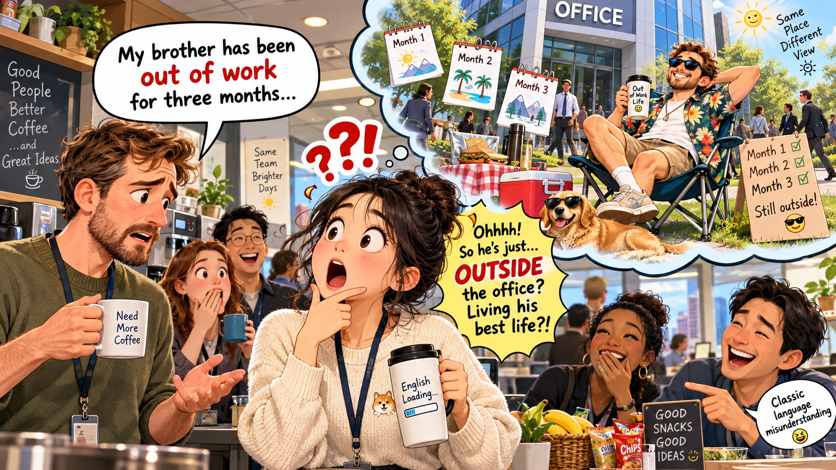 美剧学英语：out of work - 加拿大办公室里同事说“out of work”，我还以为他只是下班了……