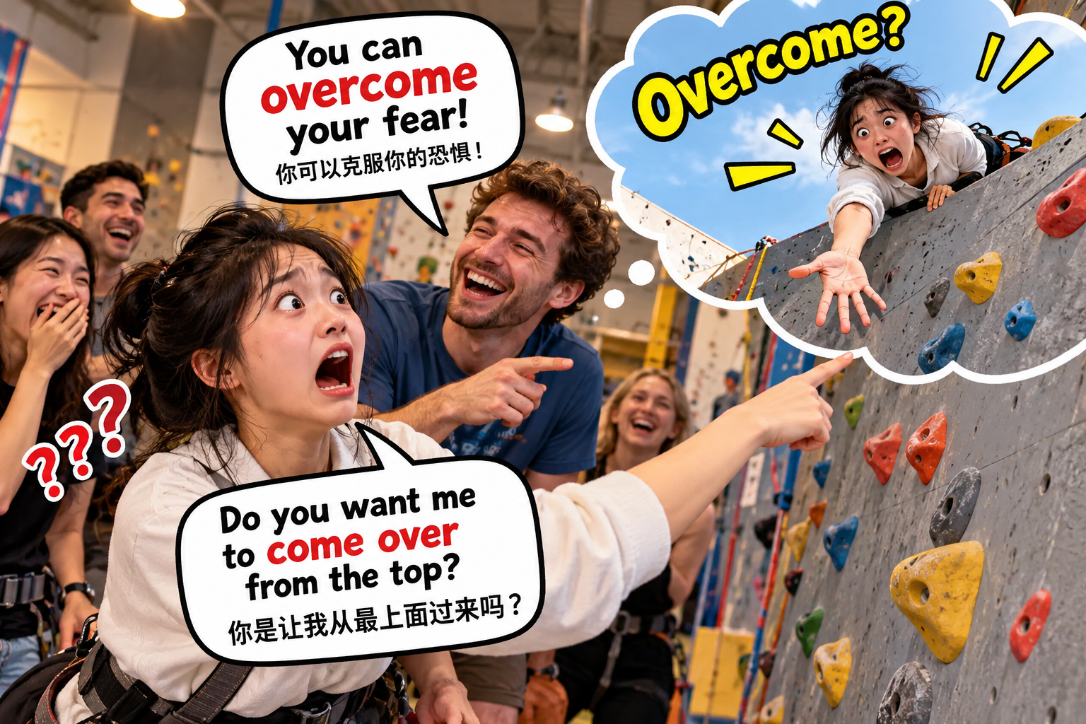 美剧说英语：overcome - 加拿大公司团建，同事说要“overcome”，我却问他要爬到哪上面……