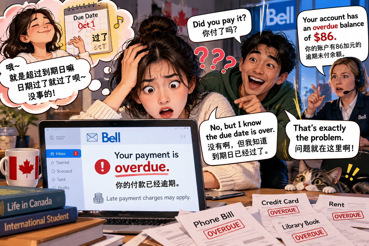 美剧说英语：overdue - 加拿大手机公司说我的账单“overdue”，我还以为只是提醒日期过了……