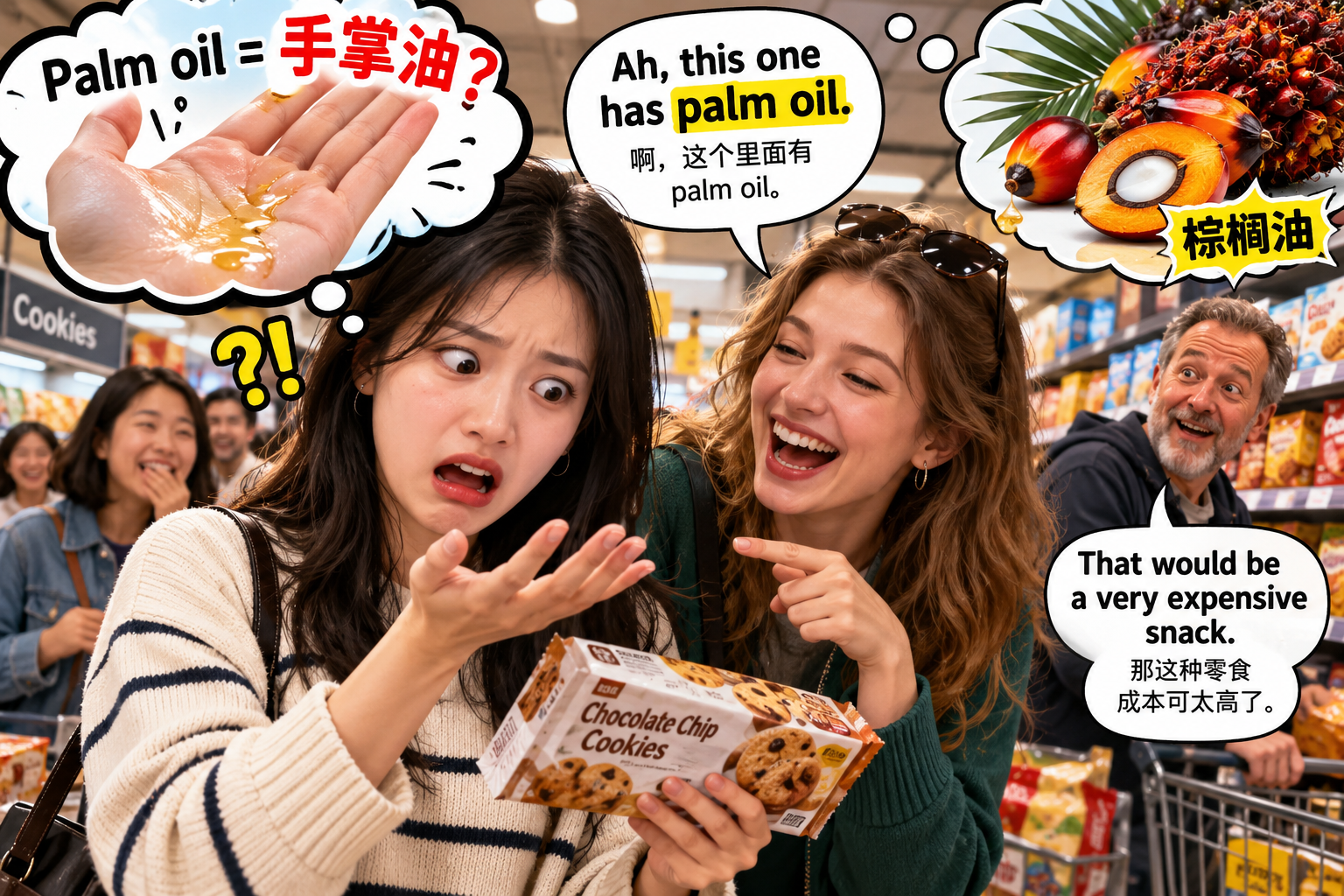 美剧学英语:palm oil - 加拿大超市里,朋友说“palm oil”,我下意识看了看自己的手掌……
