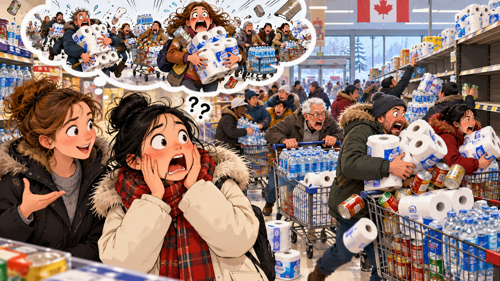 美剧说英语:panic buying - 加拿大超市里,同事说大家在“panic buying”,我还以为有人被吓着刷卡