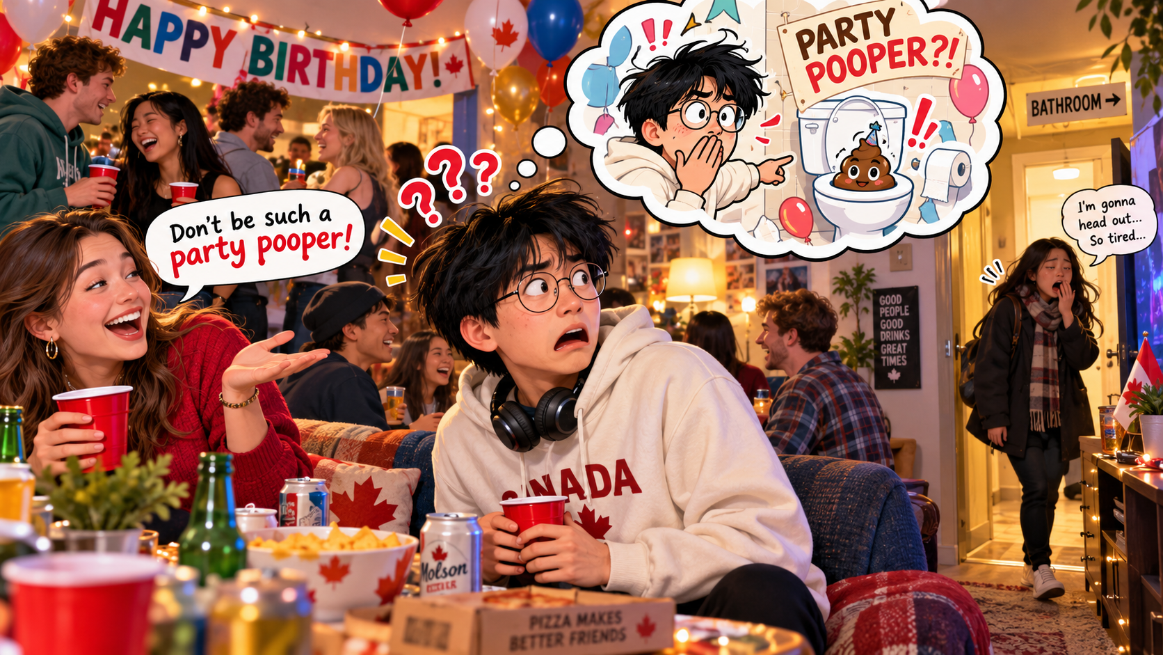 美剧学英语：party pooper - 加拿大朋友说“party pooper”，我下意识看了一眼洗手间……