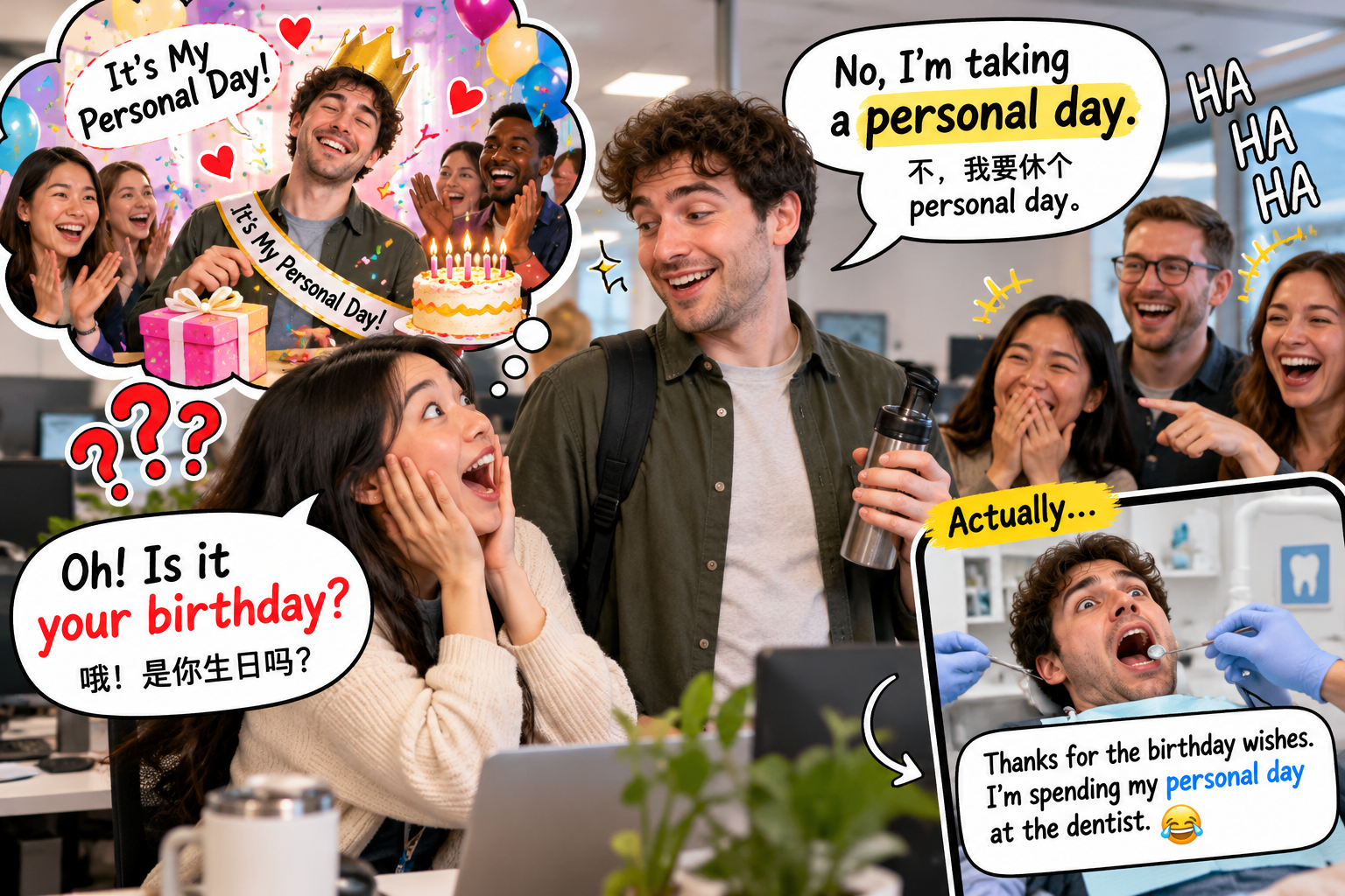 美剧说英语:personal day - 加拿大办公室同事说要过“personal day”,我竟然以为是他的生日……