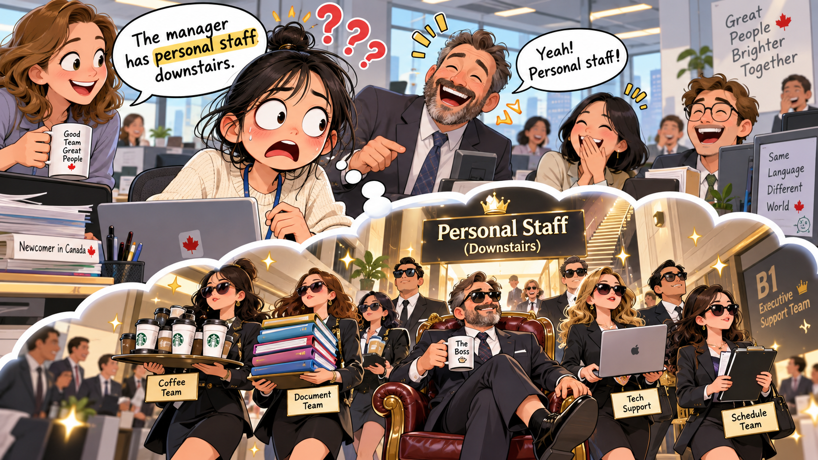 美剧学英语：personal staff - 加拿大公司让我去找“personal staff”，我还以为经理上班自带私人团队……