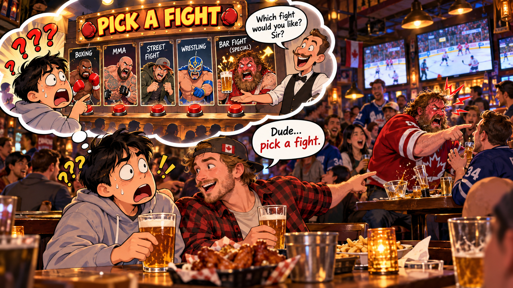 美剧学英语：pick a fight - 加拿大酒吧里朋友说“pick a fight”，我真以为他在挑比赛