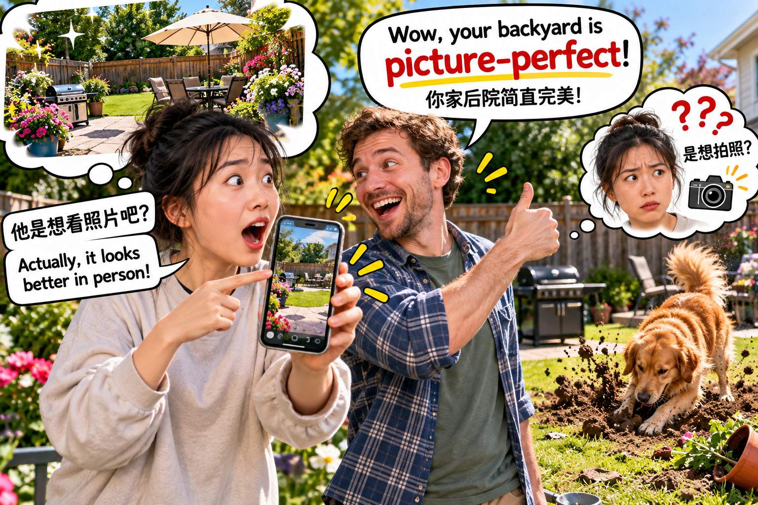 美剧说英语：picture perfect - 加拿大同事说我家后院“picture perfect”，我赶紧掏出手机给他看照片……