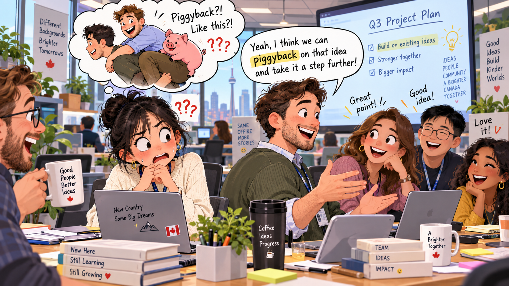 美剧学英语：piggyback - 加拿大办公室开会，同事说要“piggyback”，我下意识看了眼他的背……
