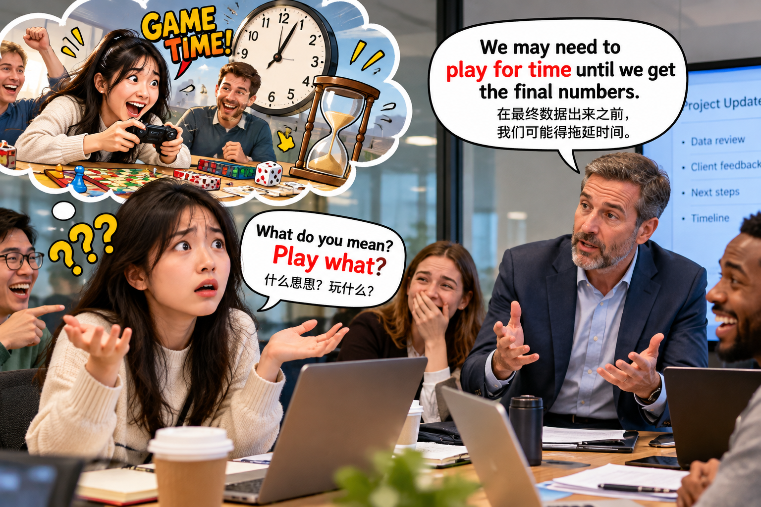 美剧说英语:play for time - 加拿大办公室里同事说“play for time”,我差点问他要玩什么游戏