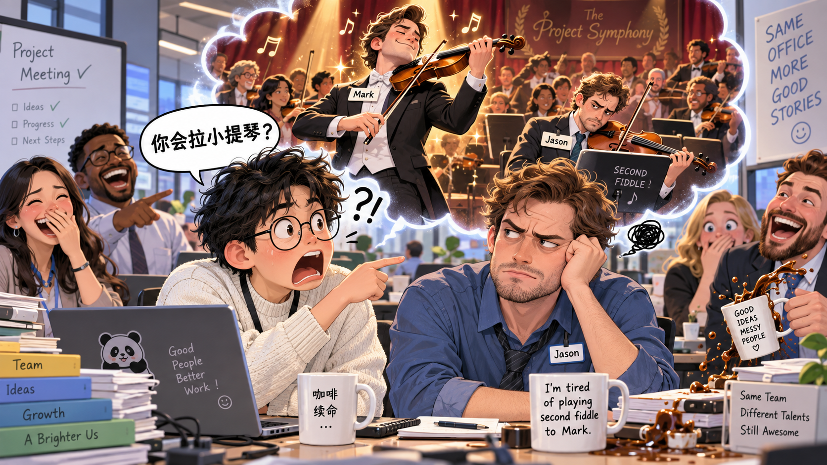 美剧学英语：play second fiddle - 加拿大办公室同事说不想再“拉第二小提琴”，我差点问他乐团在哪