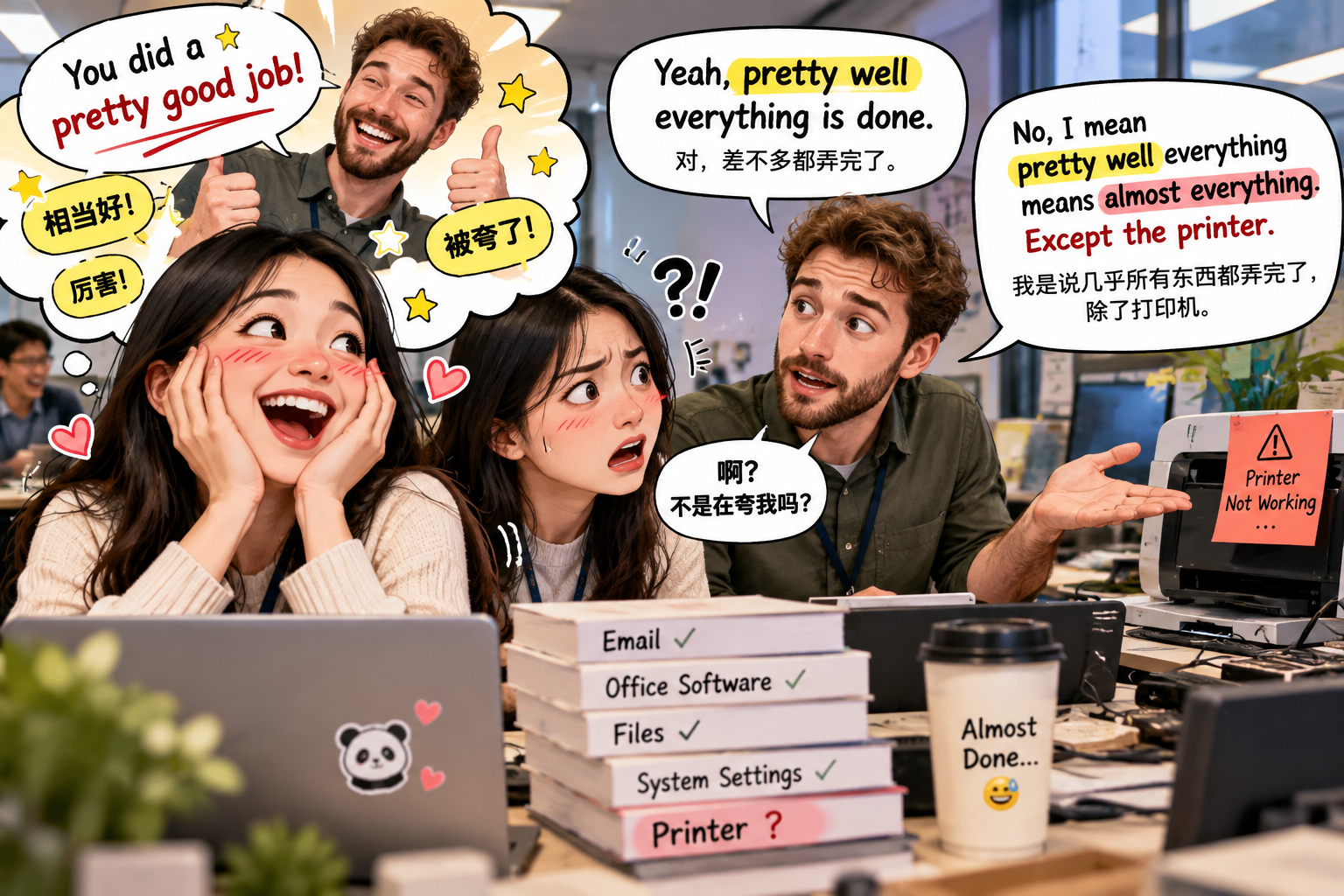 美剧学英语：pretty well - 加拿大同事说“pretty well”，我以为他在夸我，结果差点把电脑关了……