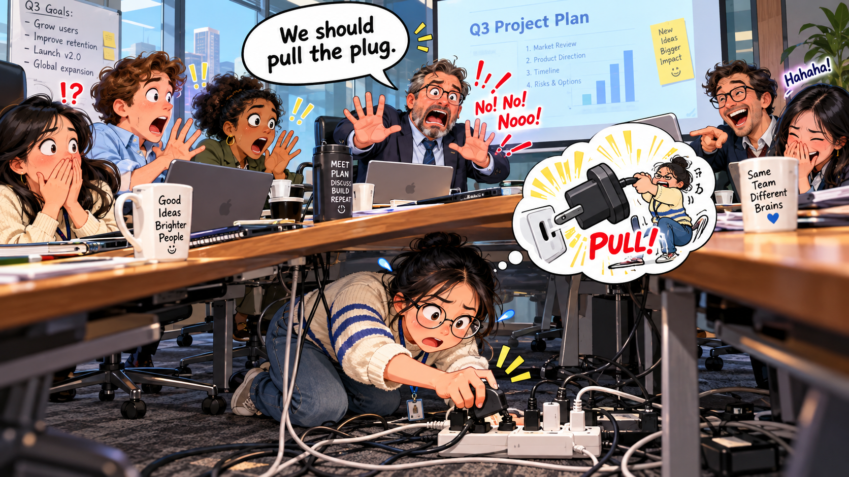 美剧学英语:pull the plug - 加拿大办公室里,同事说“pull the plug”,我真的去找插头了……