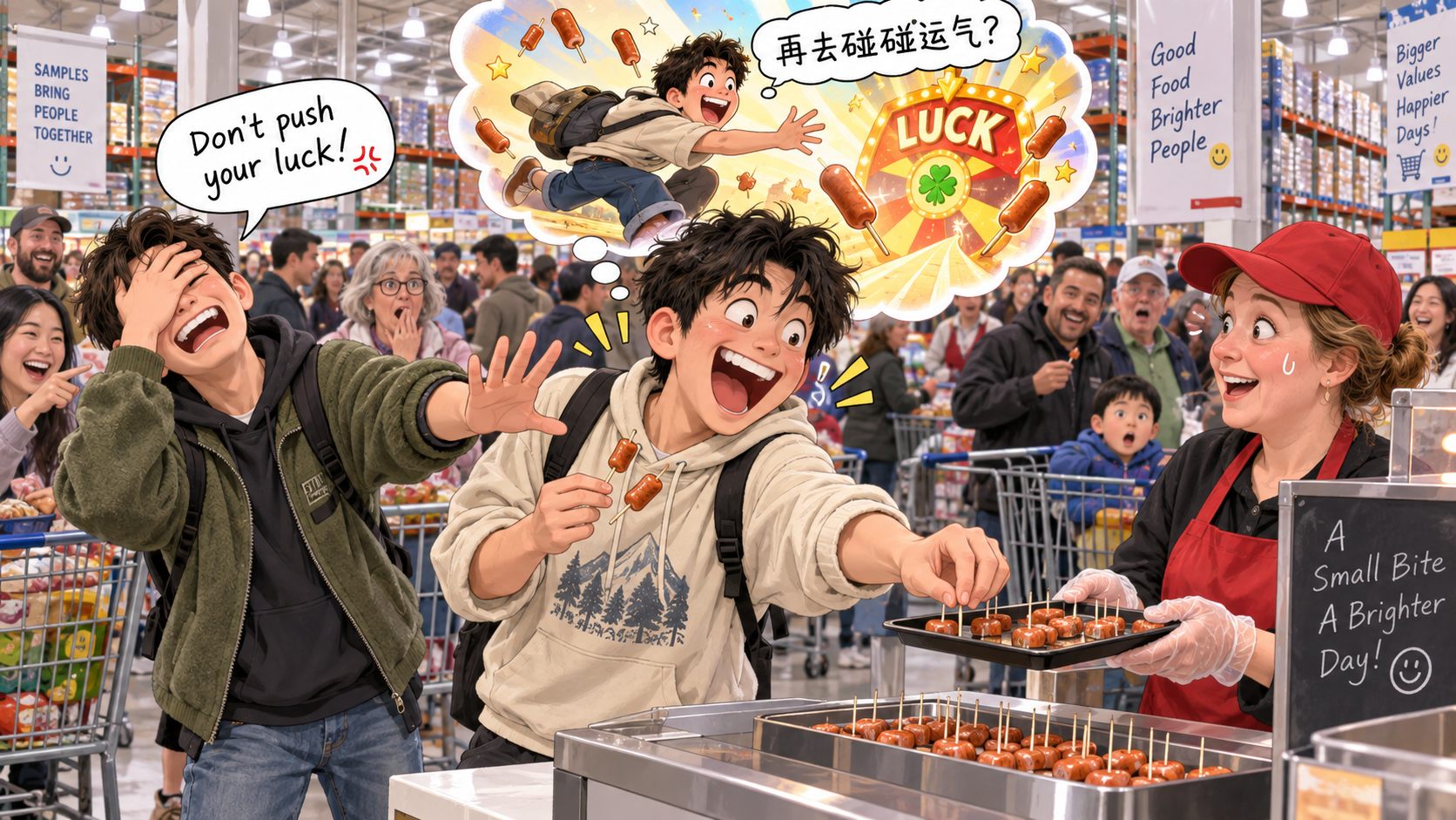 美剧学英语:push one's luck - 加拿大Costco朋友说“don’t push your luck”,我以为他让我再去碰一次运气……