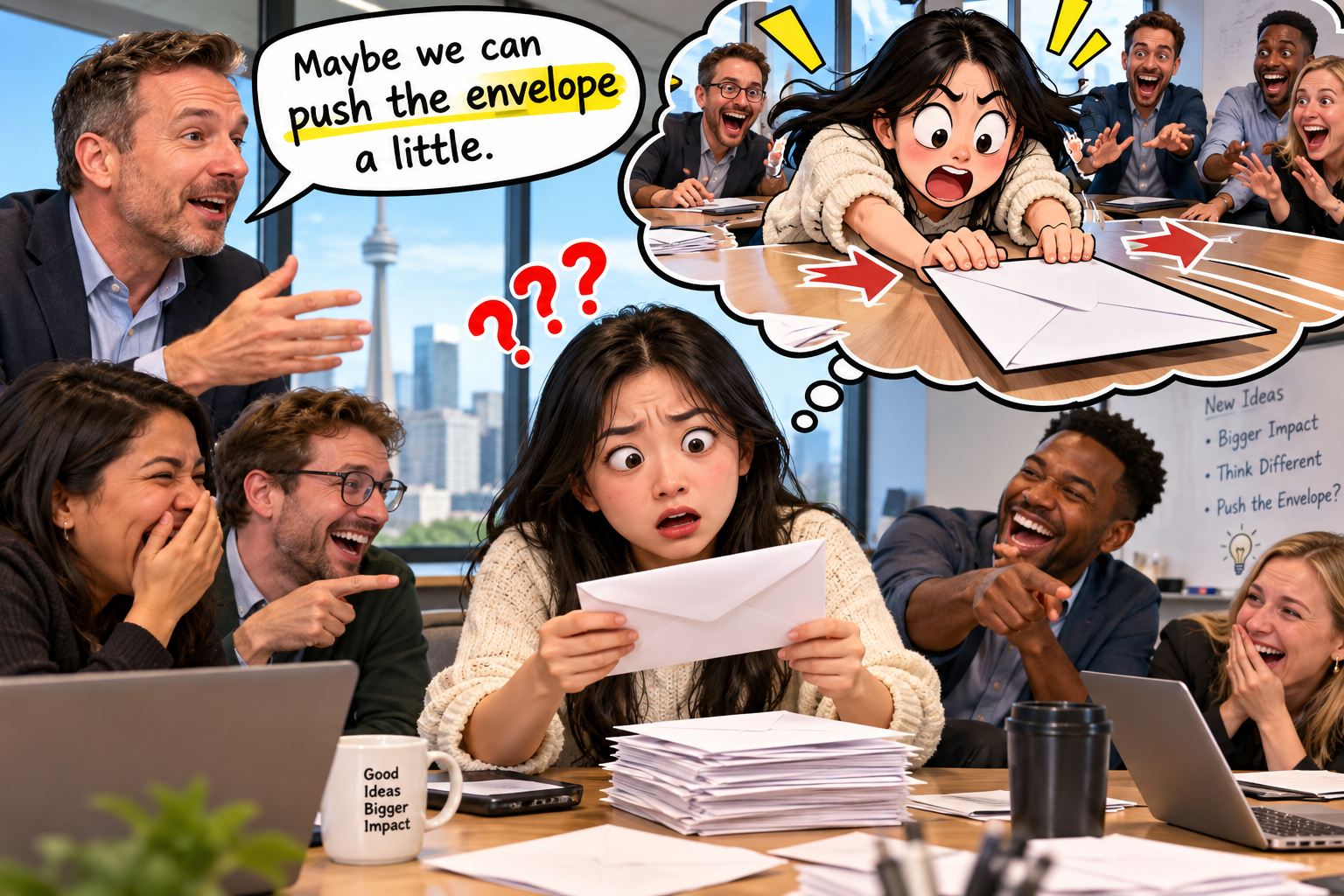 美剧学英语:push the envelope - 加拿大办公室说“push the envelope”,我真的开始找信封了