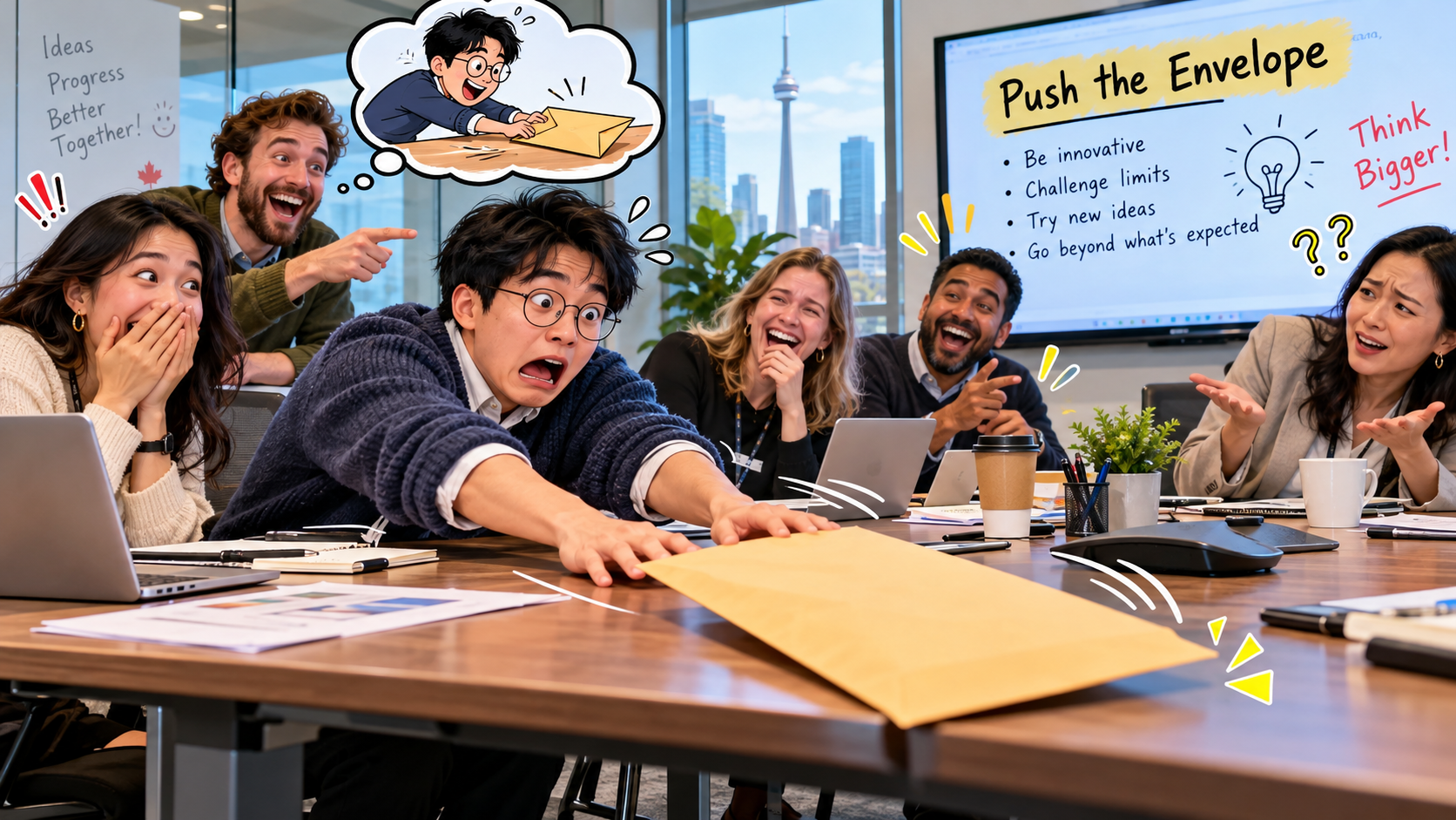 美剧说英语：push the envelope - 加拿大办公室同事说“push the envelope”，我差点把信封推到地上……