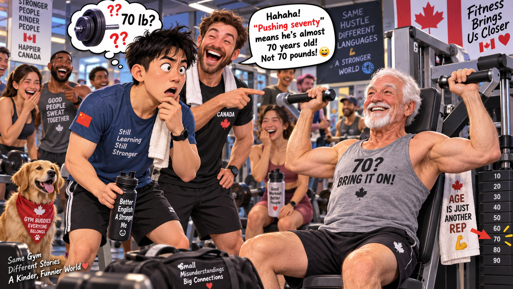 美剧学英语:pushing six/seven - 加拿大健身房里同事说他“pushing seventy”,我看了一眼杠铃:才70磅?