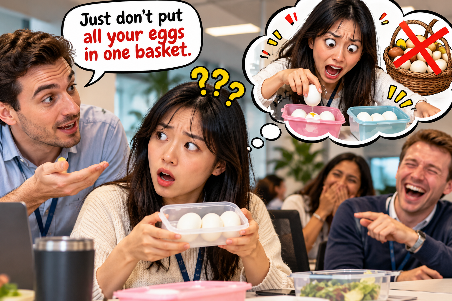 美剧说英语:put all one's eggs in one basket - 加拿大同事劝我别把鸡蛋放一个篮子里,我第二天真换了个饭盒……