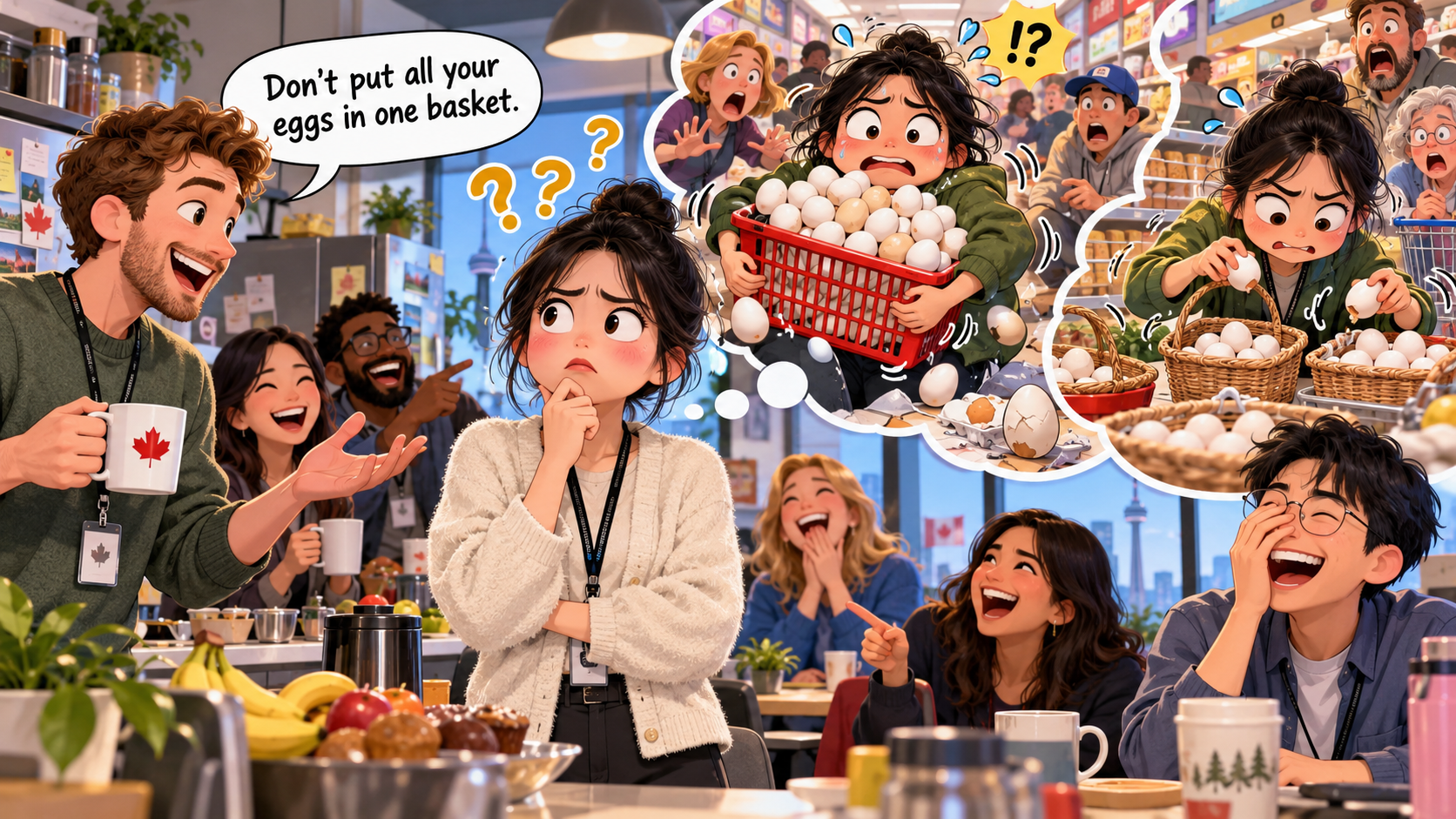 美剧学英语：put all your eggs in one basket - 加拿大同事说“别把鸡蛋都放一个篮子”，我还真认真想了下超市购物车……
