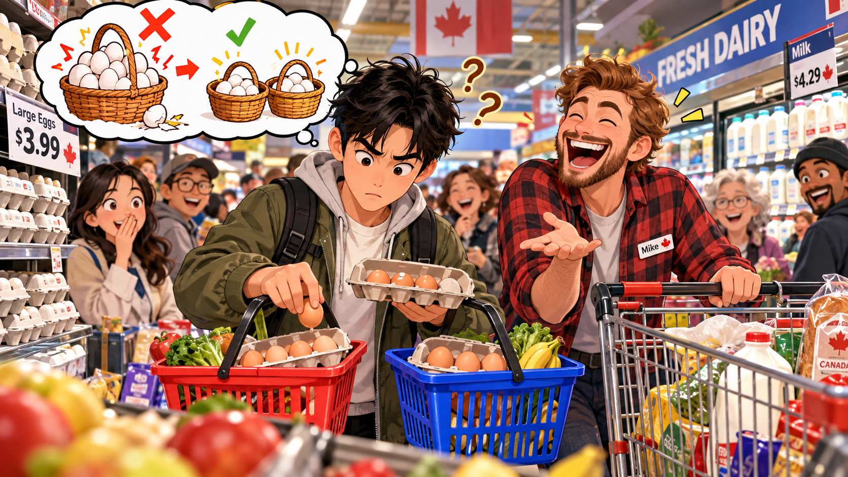 美剧学英语:put all your eggs in one basket - 加拿大超市买鸡蛋,同事突然说“别把鸡蛋都放一个篮子里”,我认真换了两个篮子……