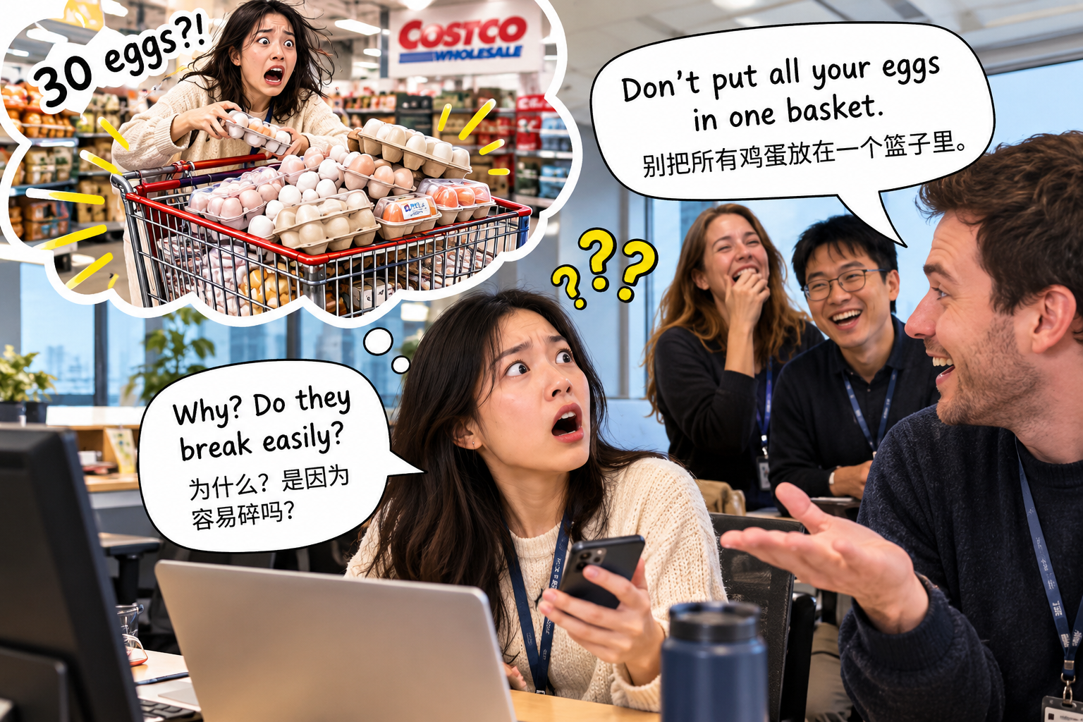 美剧说英语:put all your eggs in one basket - 加拿大同事说“别把鸡蛋都放一个篮子里”,我真去检查了购物袋……