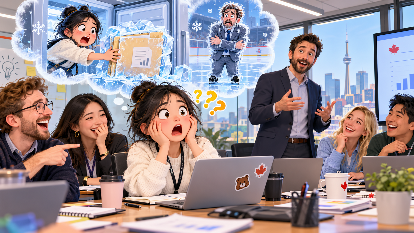 美剧说英语:put someone on ice - 加拿大办公室开会,同事说把我“put on ice”,我差点以为要去冰场