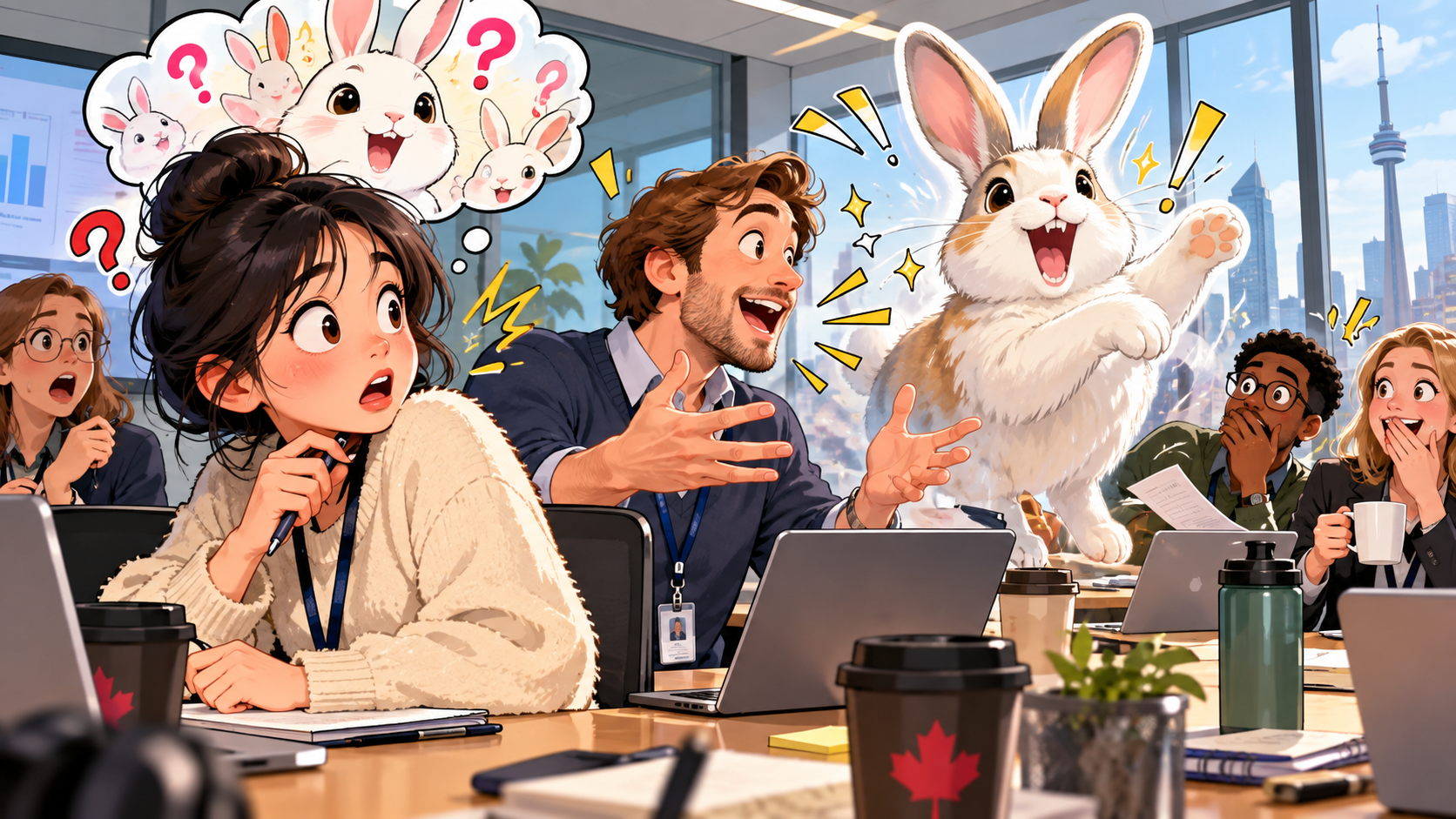 美剧学英语:rabbit on - 加拿大办公室里同事说“rabbit on”,我真的开始找兔子了……