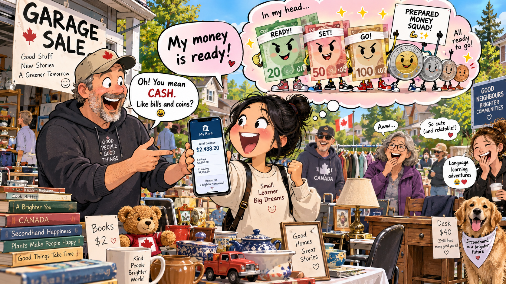 美剧学英语:ready money - 加拿大周末车库甩卖,老板问我“ready money”,我当场打开了手机银行……