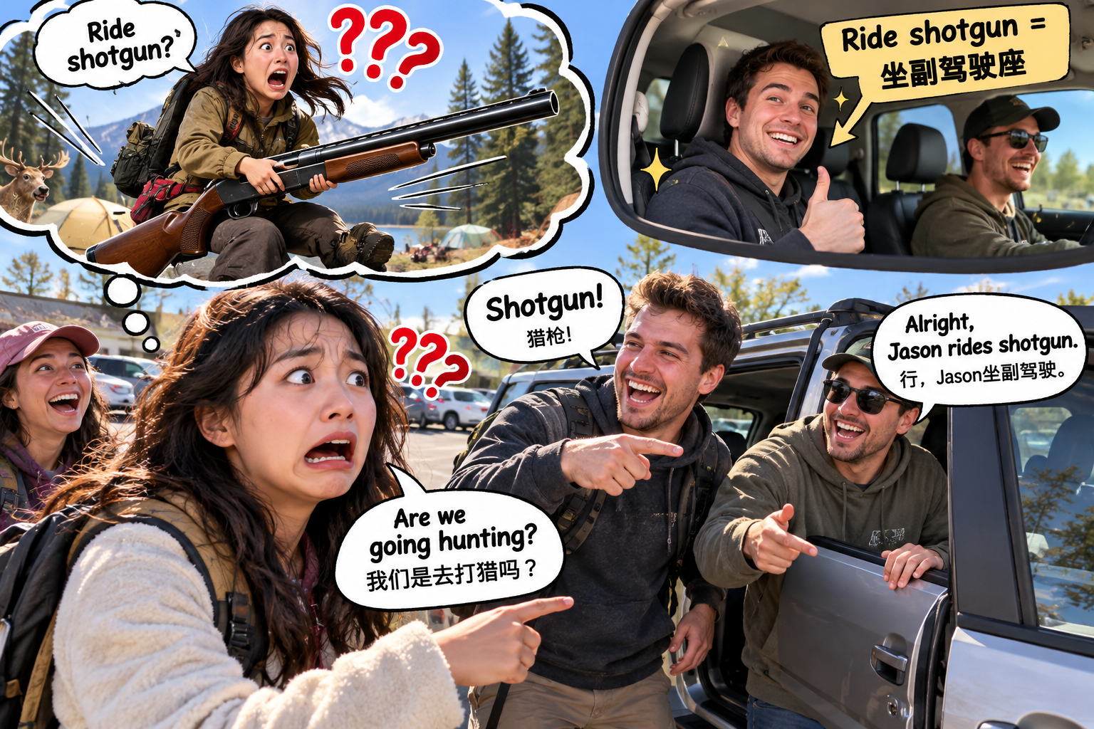 美剧说英语：ride shotgun - 加拿大同事说要“ride shotgun”，我差点以为周末露营要带枪……