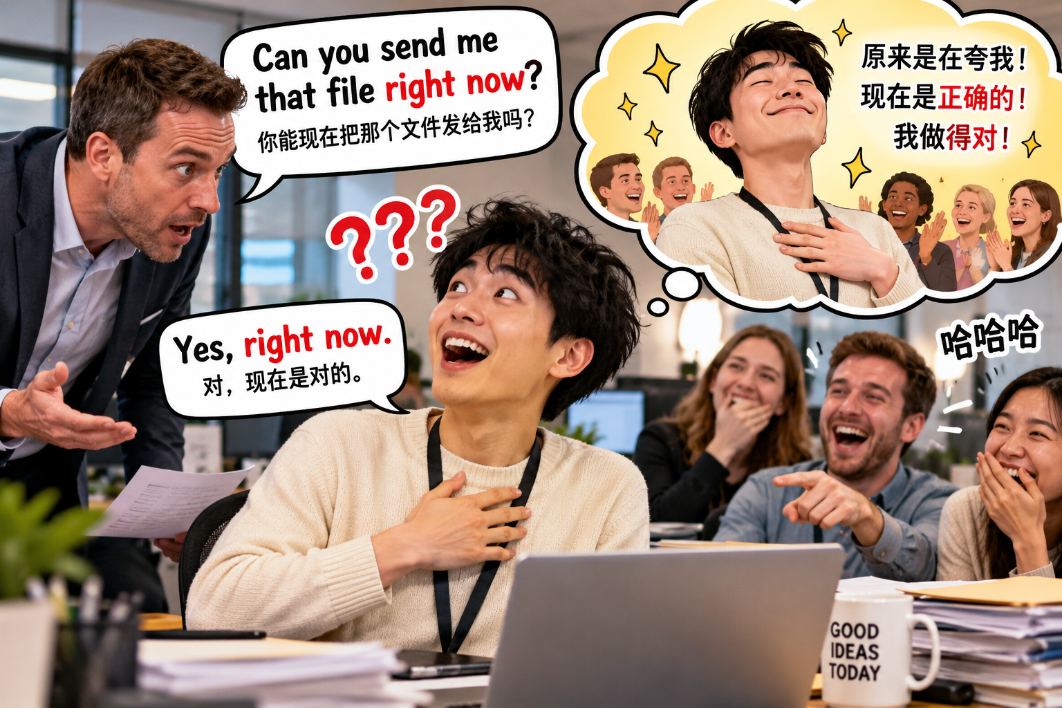 美剧学英语：right now - 加拿大办公室里，同事说“right now”，我还以为他在夸我做得对……
