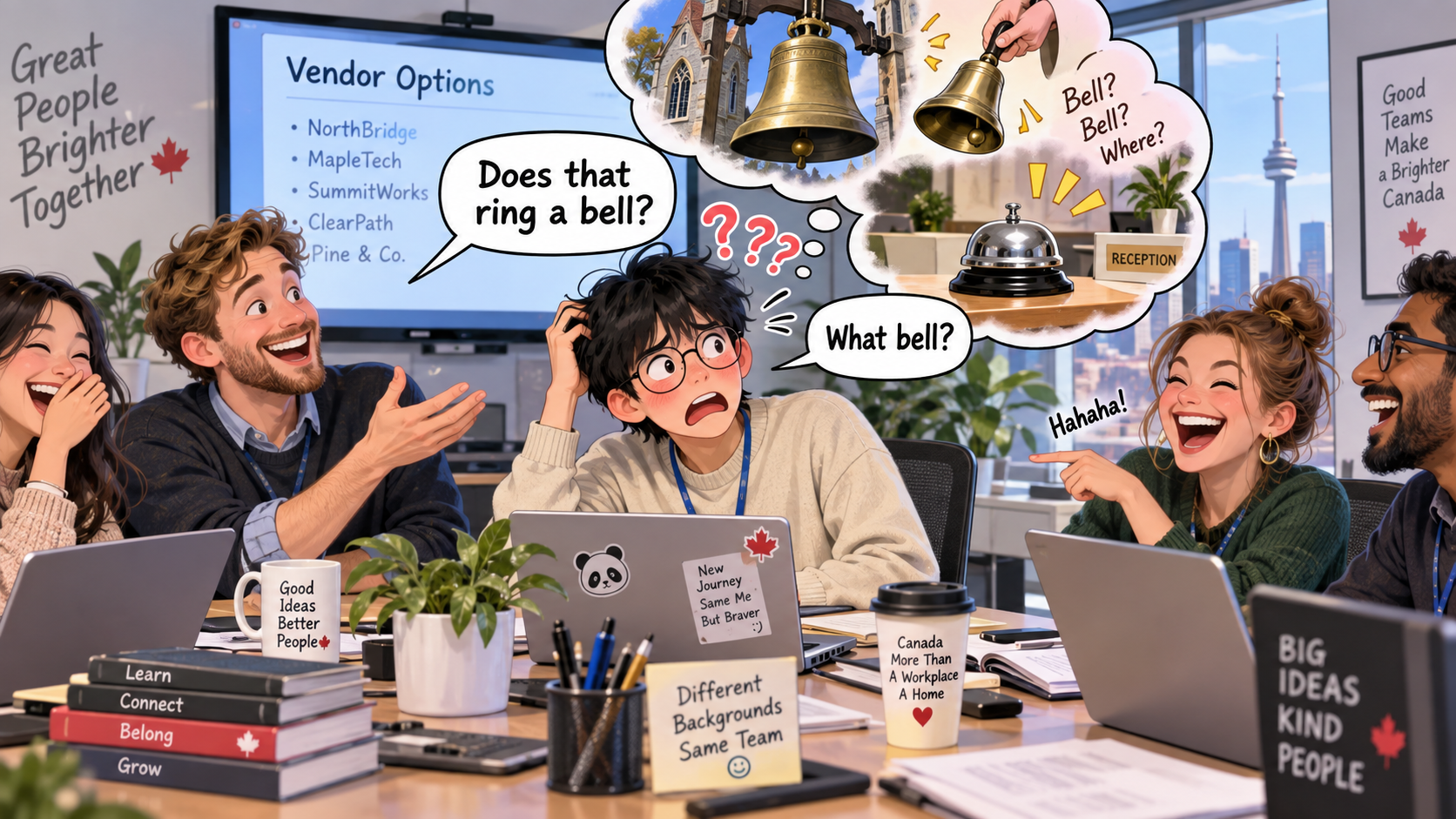 美剧学英语:ring a bell - 加拿大办公室里,同事问“Does that ring a bell?”,我居然开始找铃铛