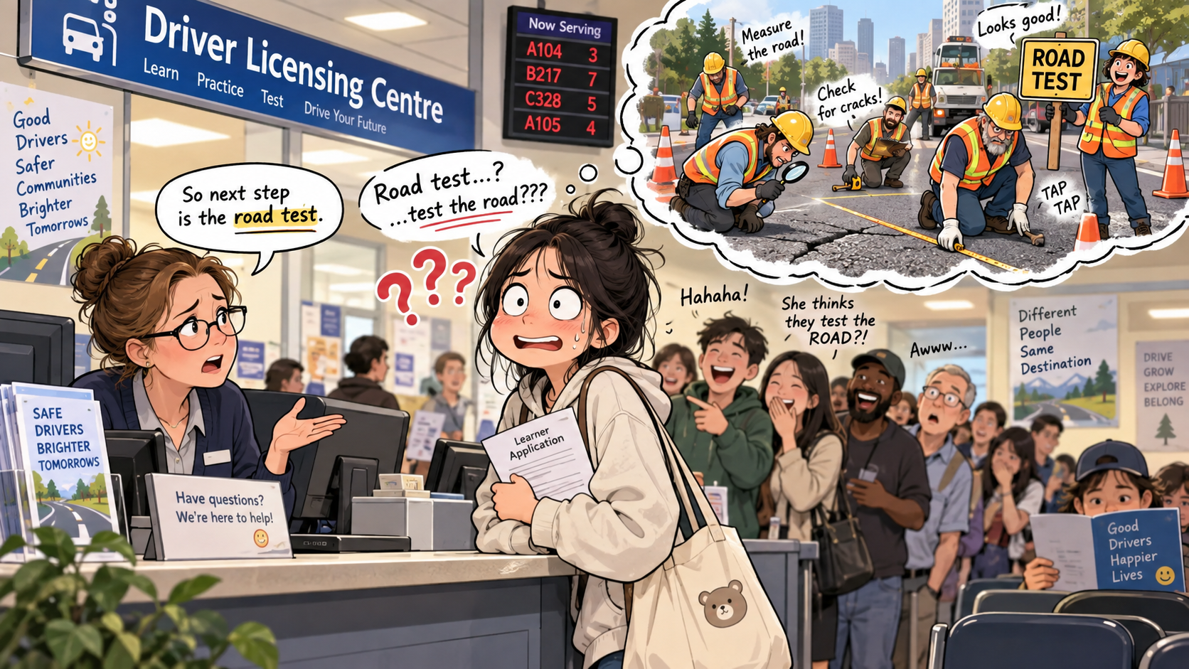 美剧学英语：road test - 加拿大驾照中心说“road test”，我还以为他们要测试哪条路……