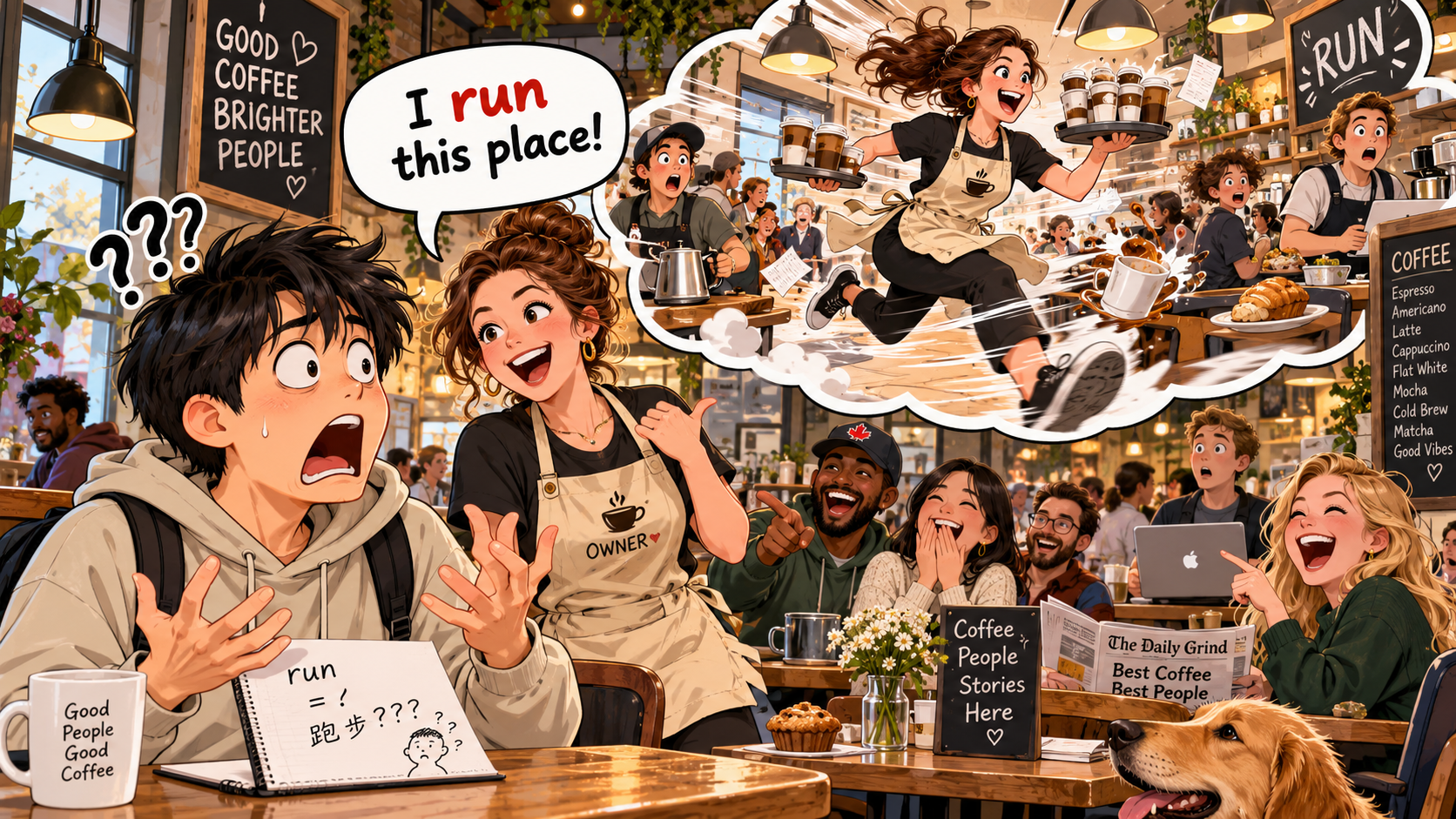 美剧说英语:run - 加拿大老板说“她 runs 这家店”,我脑子里已经看到她绕着店跑圈了