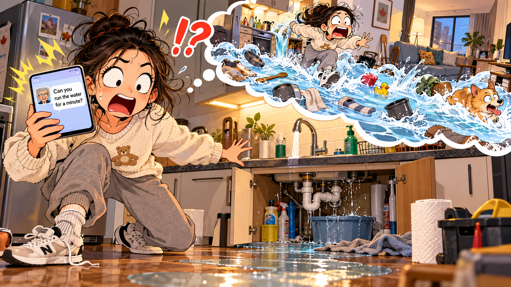 美剧学英语:run water - 加拿大租房:房东让我“run water”,我差点以为厨房跑水了