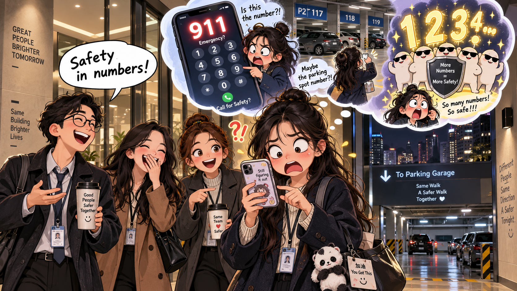 美剧学英语:safety in numbers - 加拿大下班去停车场,同事说“Safety in numbers”,我立刻掏出手机准备输号码……