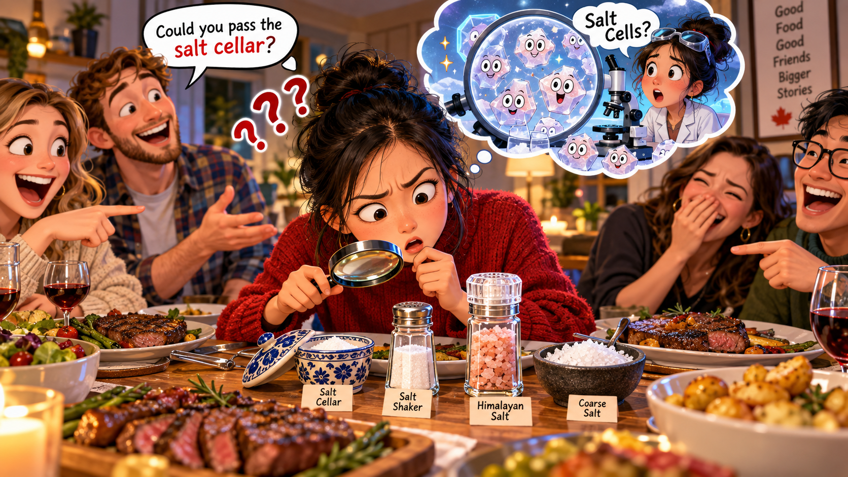 美剧学英语:salt cellar - 加拿大朋友家吃饭,他让我递“salt cellar”,我盯着盐想:盐还有细胞?