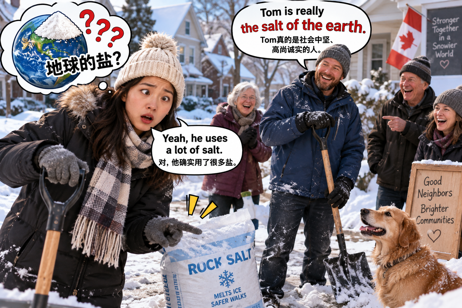 美剧学英语：salt of the earth - 加拿大暴雪天邻居说“salt of the earth”，我盯着他脚边那袋融雪盐愣住了……