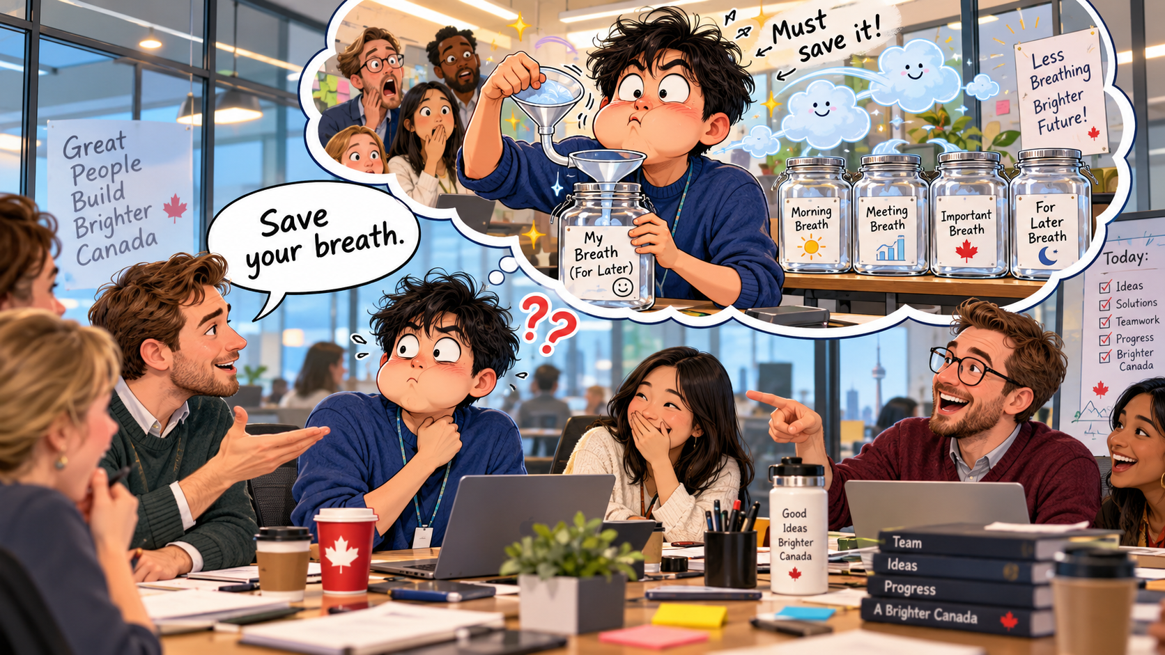 美剧学英语：save one's breath - 加拿大办公室里，同事让我“save your breath”，我差点以为他嫌我喘得太大声