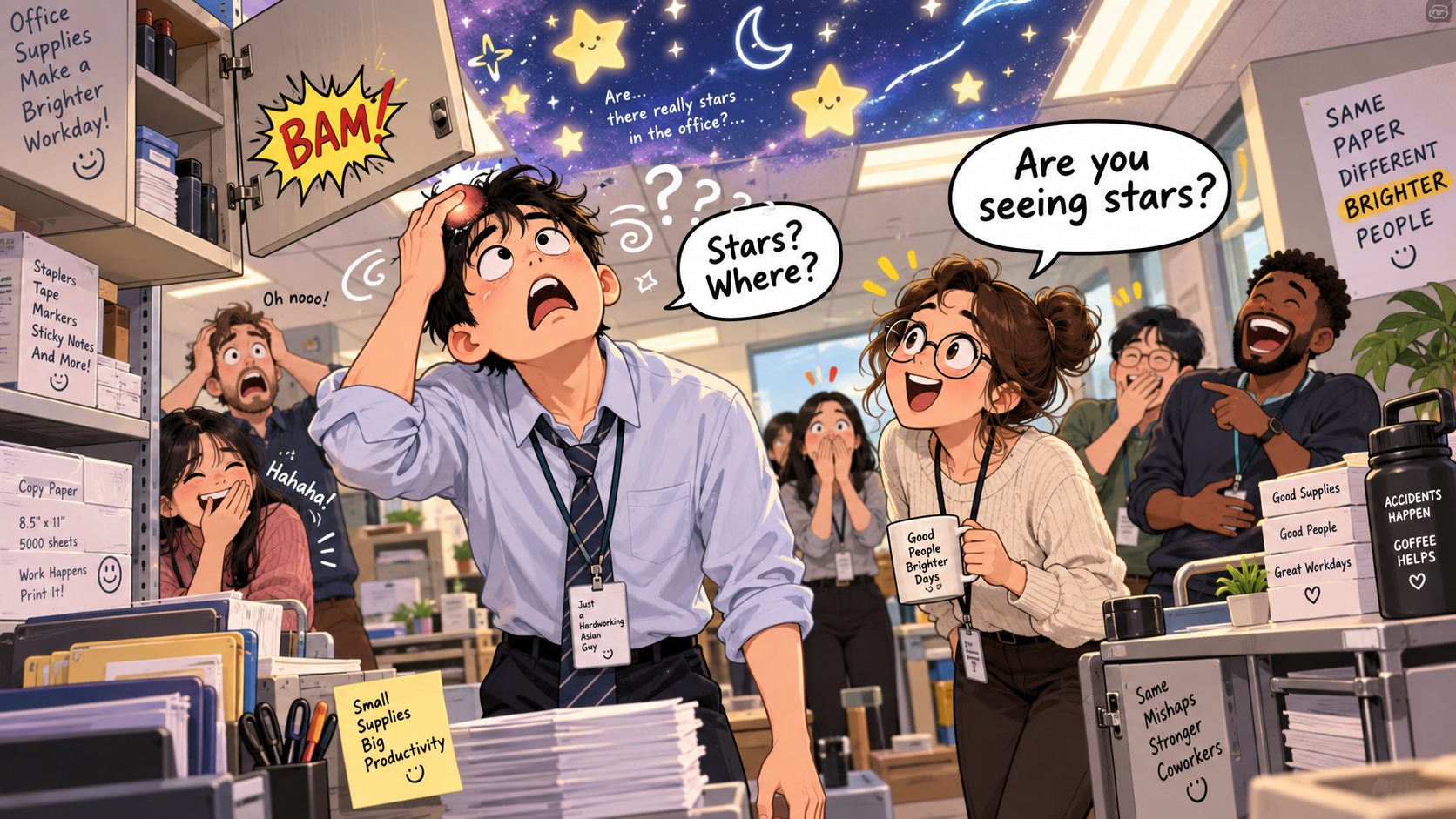 美剧学英语：see stars - 加拿大办公室储物间，同事问我“Are you seeing stars?”我居然抬头找星星……