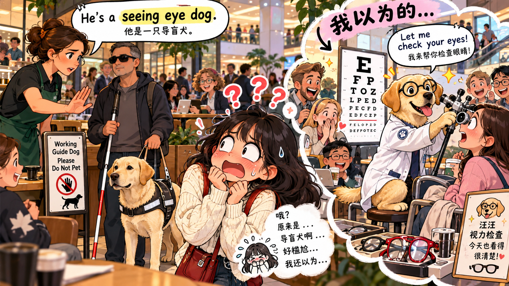 美剧学英语：seeing eye dog - 加拿大商场里听到“seeing eye dog”，我还以为这狗专门检查眼睛……