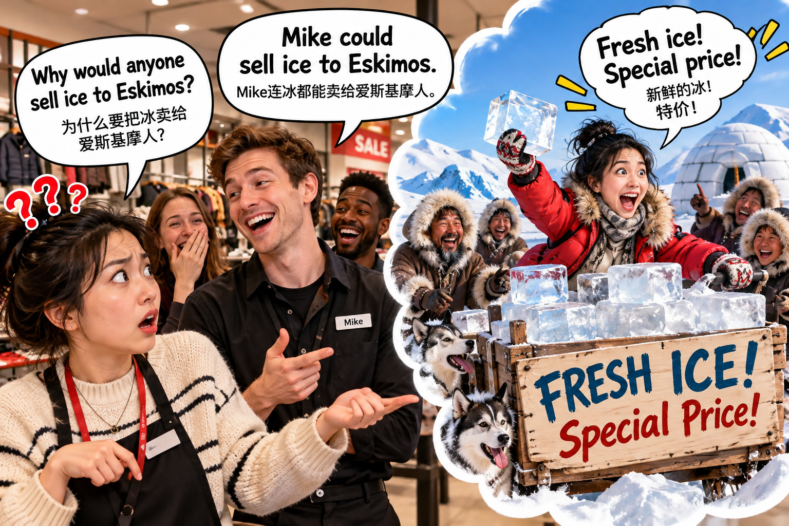 美剧说英语:sell ice to Eskimos - 加拿大商场同事说他“能把冰卖给爱斯基摩人”,我以为这销售也太缺德了……