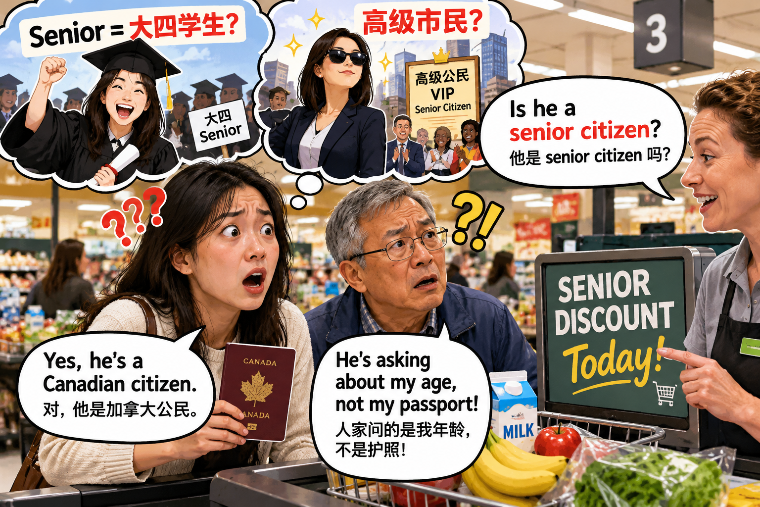 美剧说英语:senior citizen - 加拿大超市收银员问我是不是“senior citizen”,我差点掏出大学毕业证……