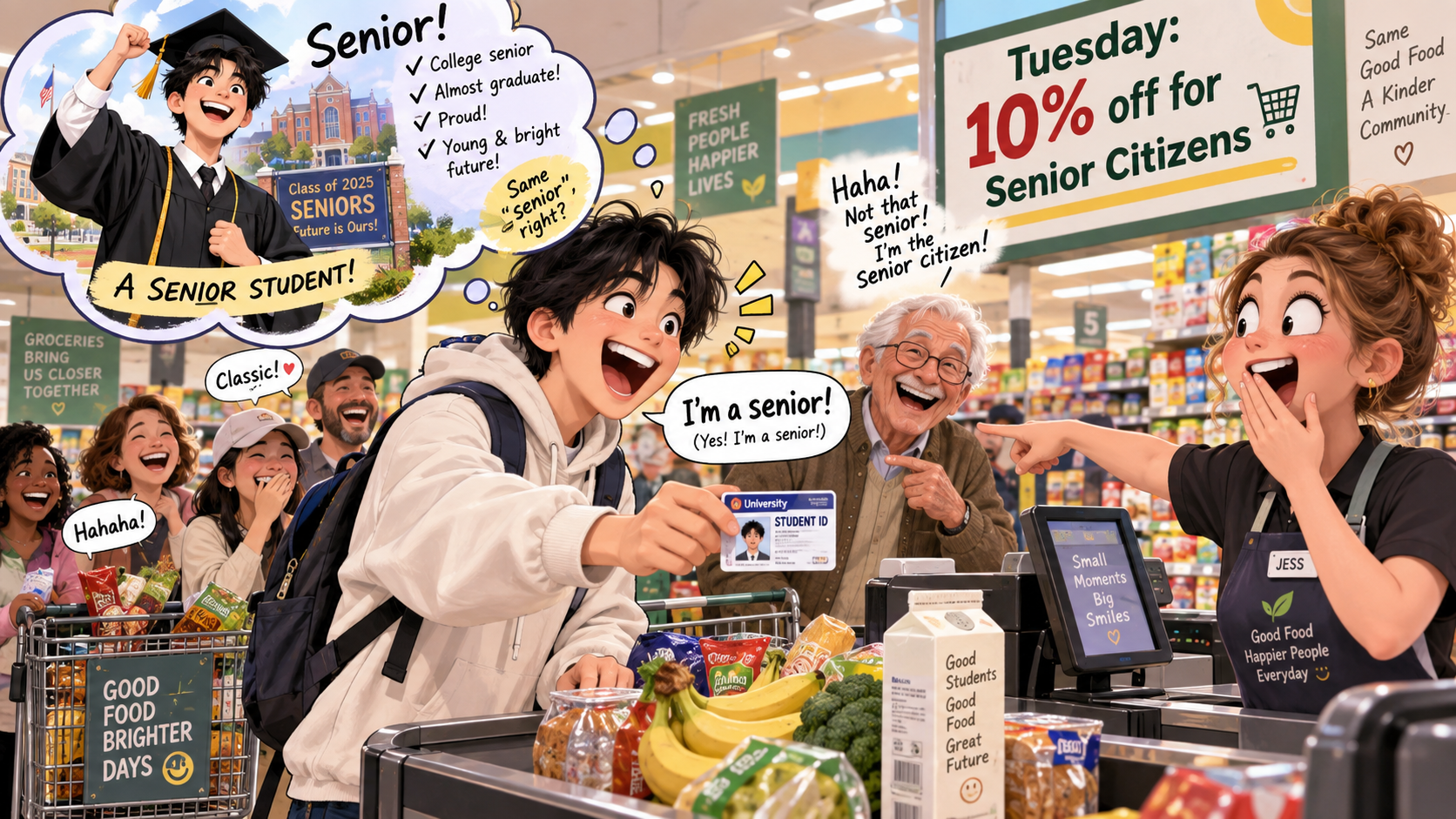 美剧学英语：senior citizen - 加拿大超市看到“Senior Citizen打折”，我掏出了学生证……