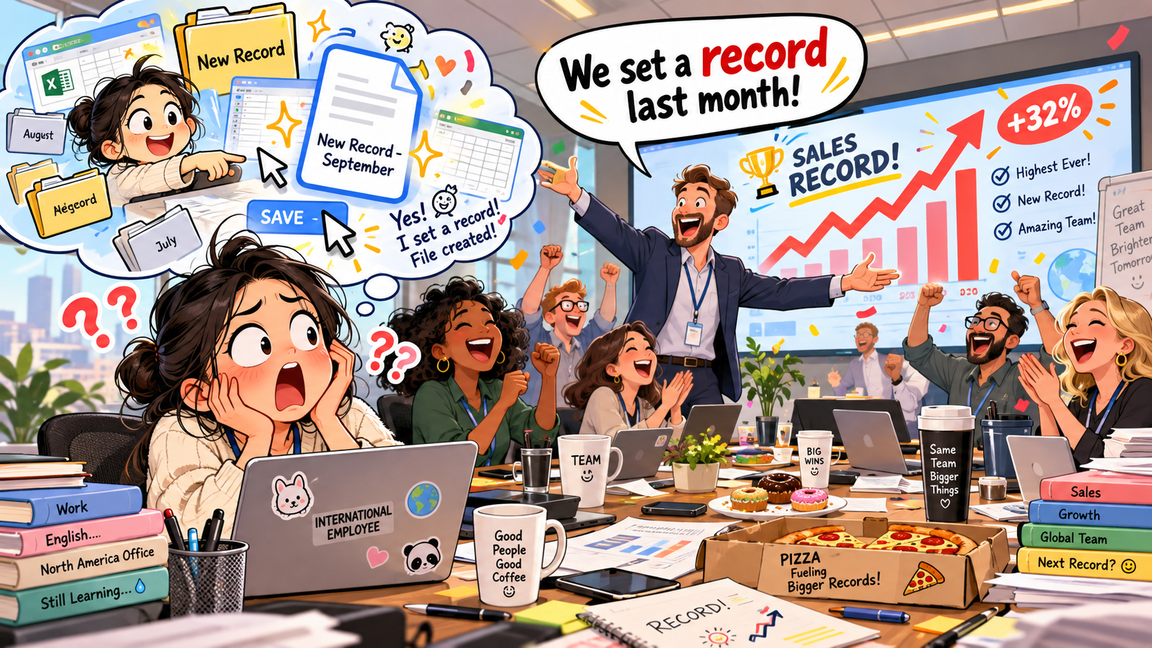 美剧学英语：set a record - 加拿大办公室里，老板说我们“set a record”，我以为要建个新档案……