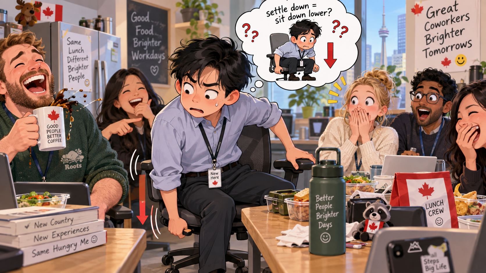 美剧学英语:settle down - 加拿大办公室午休,同事问我“settle down”,我默默把椅子往下调了一格……