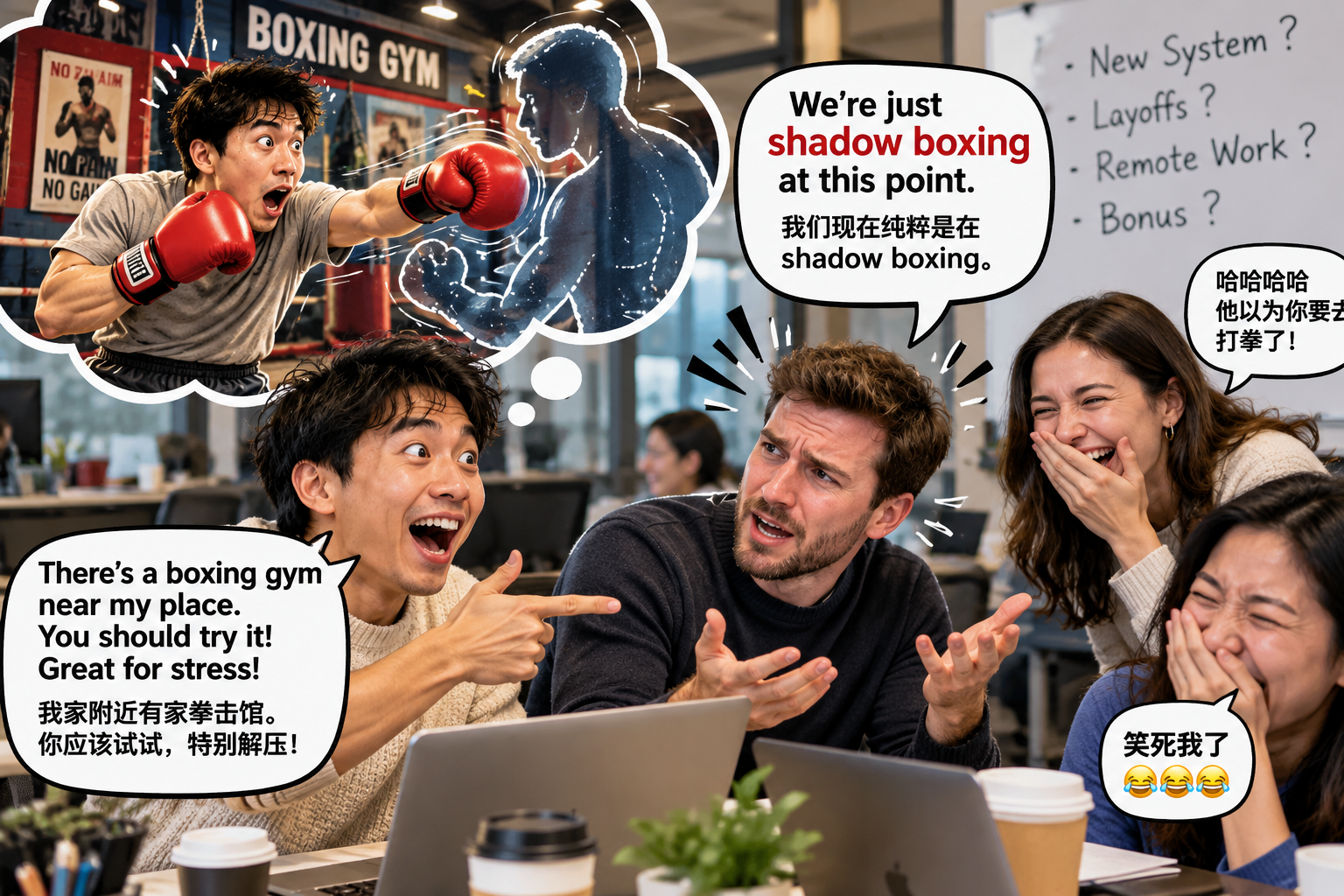 美剧说英语：shadow boxing - 加拿大办公室同事说“shadow boxing”，我差点给他推荐拳击馆……