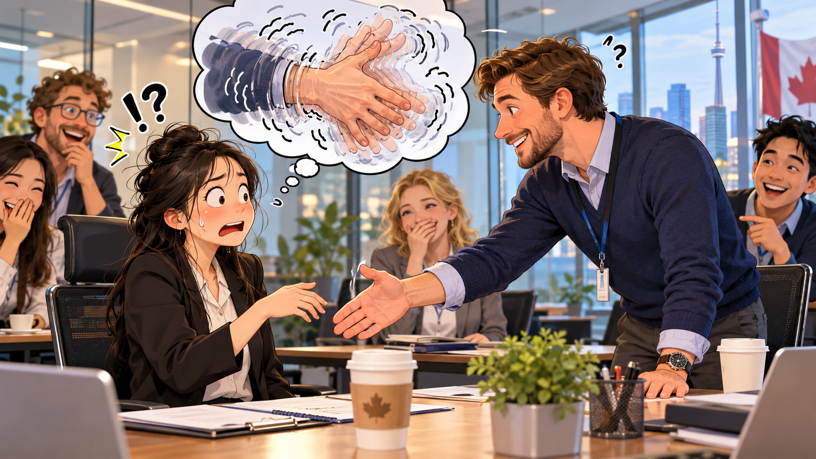 美剧学英语:shaking hand - 加拿大面试官说“shaking hands”,我还以为他手一直在抖……
