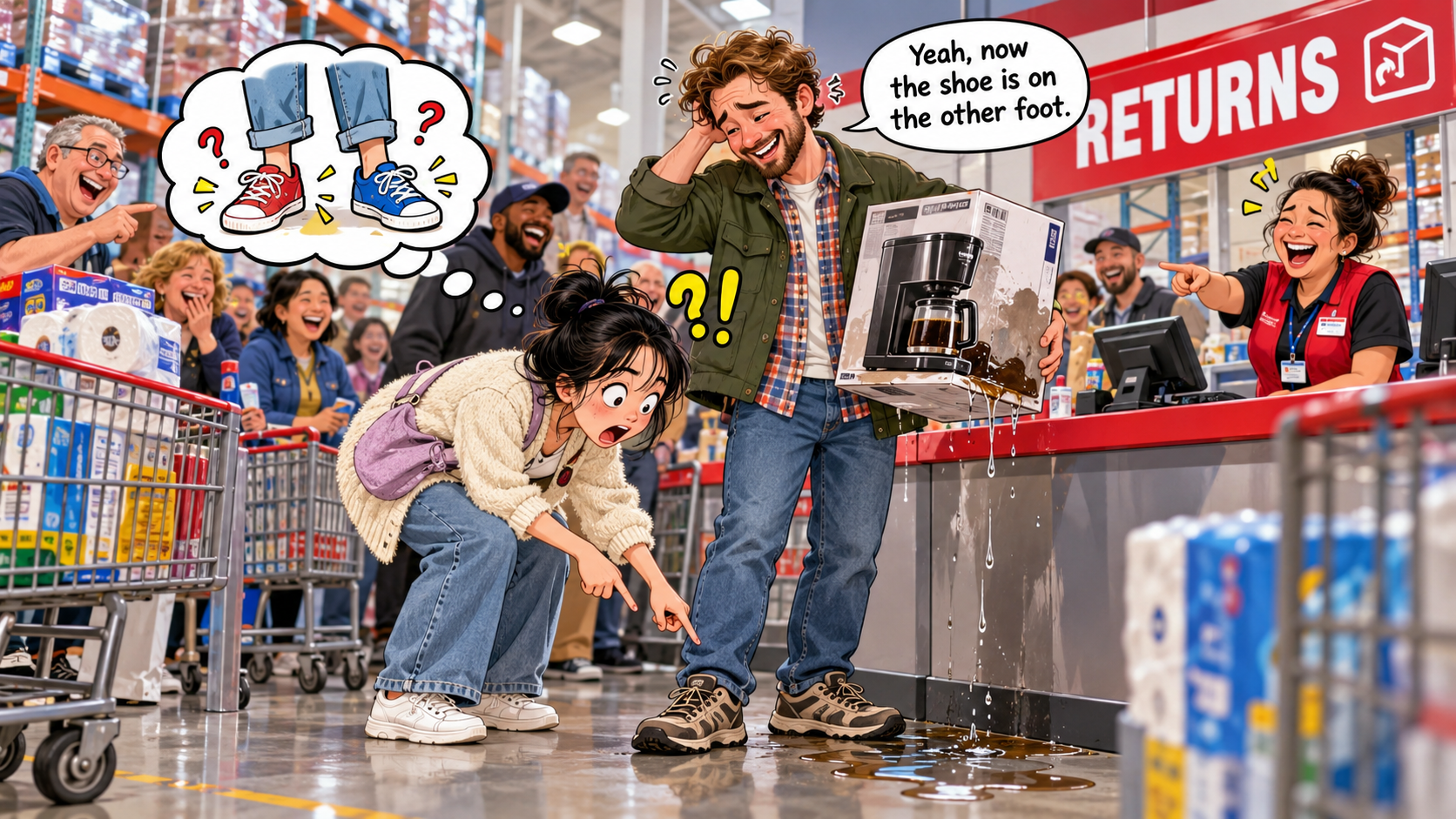 美剧学英语：shoe is on the other foot - 加拿大Costco退货时，同事说“shoe is on the other foot”，我低头看了半天鞋……