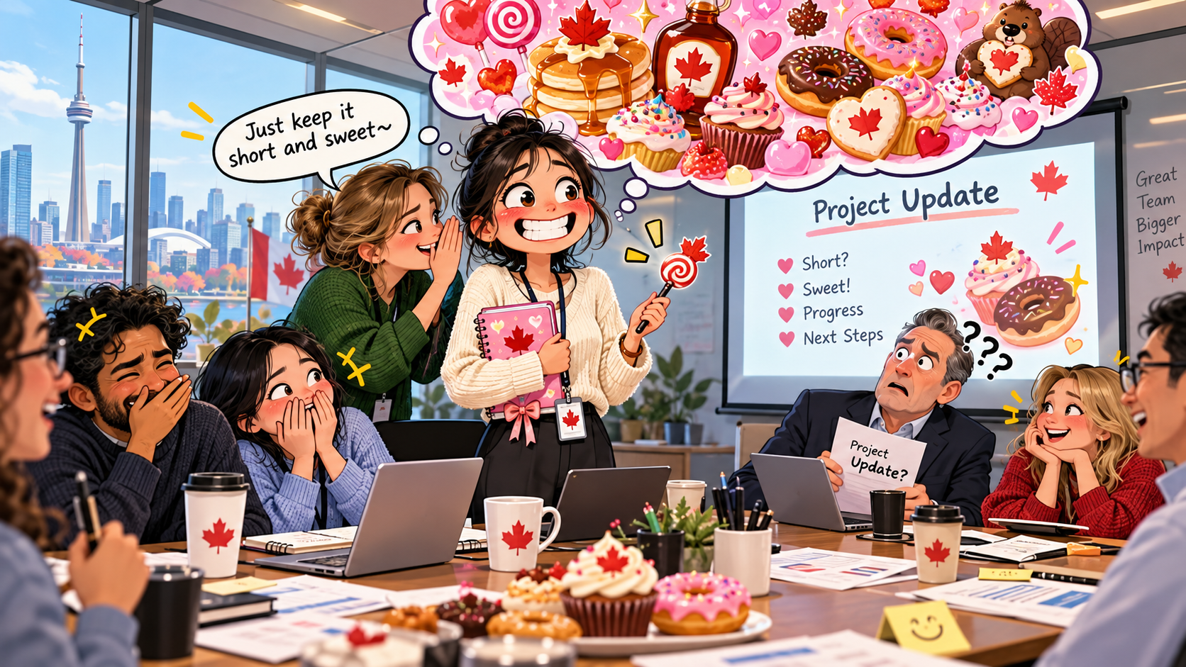 美剧学英语：Short and sweet - 加拿大办公室里，同事说“short and sweet”，我差点去找糖
