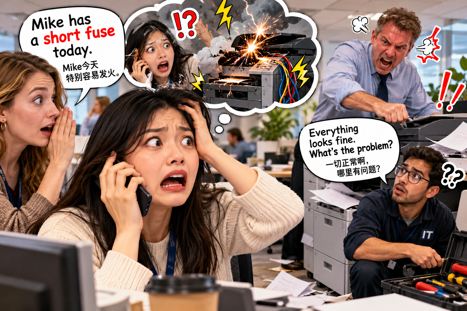 美剧说英语：short fuse - 加拿大办公室同事说经理“short fuse”，我差点打电话叫电工……