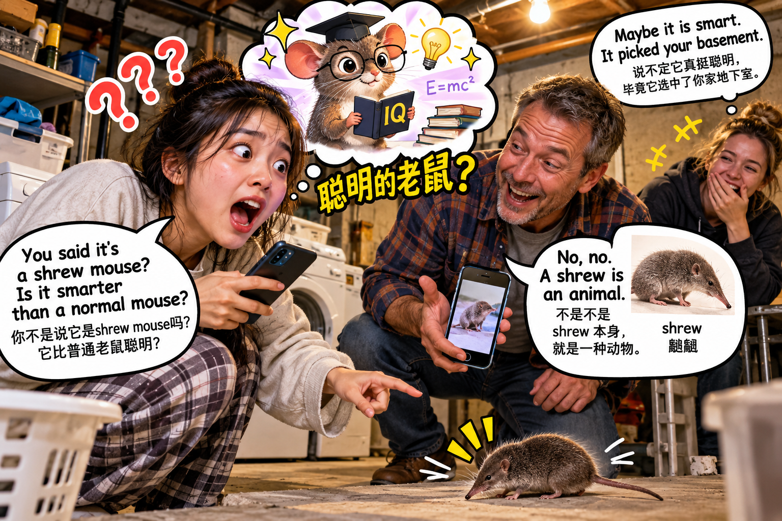 美剧说英语：shrew mouse - 加拿大地下室看到“shrew mouse”，我还以为房东在夸这只老鼠聪明……