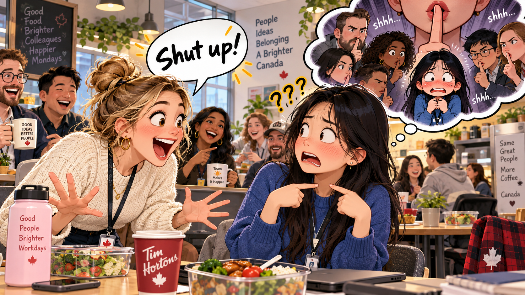 美剧学英语：Shut up! - 加拿大办公室里，同事突然对我喊“Shut up!”，我整个人都僵住了